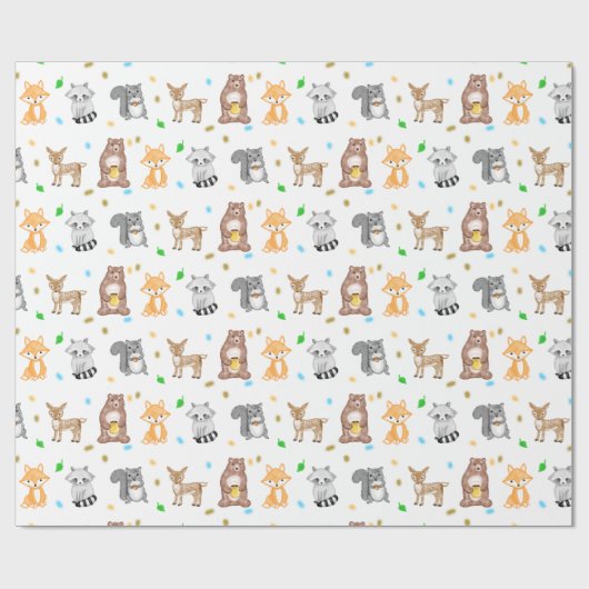 Papier Cadeau Animaux forestiers Créatures des forêts (Plat)