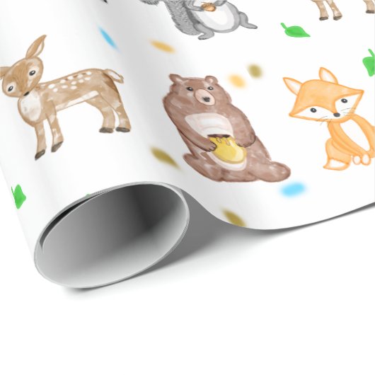 Papier Cadeau Animaux forestiers Créatures des forêts (Coin rond)