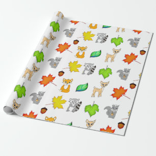 Papier Cadeau Animaux forestiers Forêt Forêt Créatures Fox, Racc