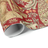 PAPIER CADEAU ANIMAUX FORESTIERS, FOX, PEACOCK, LIT EN FLORAL RO (Coin rond)