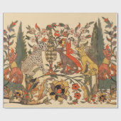 PAPIER CADEAU ANIMAUX FORESTIERS, LEOPARD, JACKALS, RABBITS, FLE (Plat)