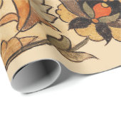 PAPIER CADEAU ANIMAUX FORESTIERS, LEOPARD, JACKALS, RABBITS, FLE (Coin rond)