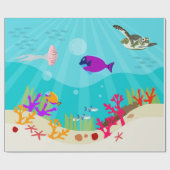 Papier Cadeau Animaux marins colorés Enfants (Plat)