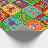Papier Cadeau Animaux mexicains aztèques colorés (Coin)