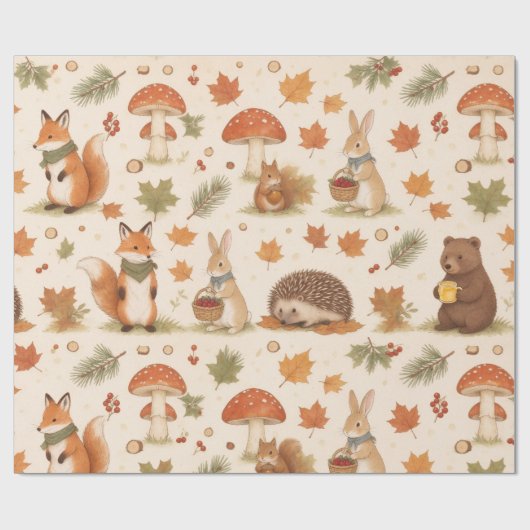 Papier Cadeau Animaux mignons de la forêt (Plat)