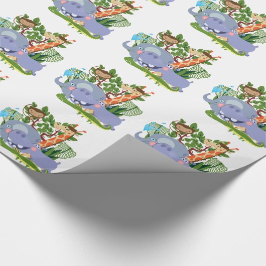 Papier Cadeau Animaux mignons de safari (Coin)