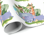 Papier Cadeau Animaux mignons de safari (Coin rond)