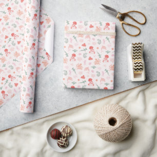 Papier Cadeau Animaux océaniques Motif rose