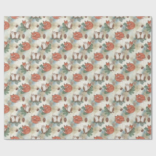 Papier Cadeau Animaux rustiques en bois Motif sans couture