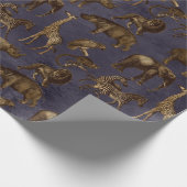 Papier Cadeau Animaux Safari sur violet foncé (Coin)
