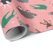 Papier Cadeau Animaux sauvages Noël (Coin rond)