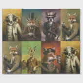 Papier Cadeau Animaux vintages en papier d'emballage de (Plat)