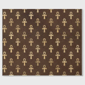 Papier Cadeau Ankh égyptien en or sur le Brown (Plat)