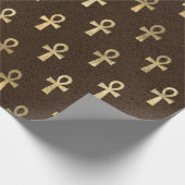 Papier Cadeau Ankh égyptien en or sur le Brown (Coin)