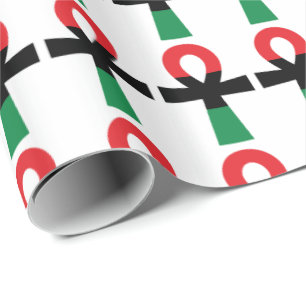 Papier Cadeau Ankh rouge, noir et vert