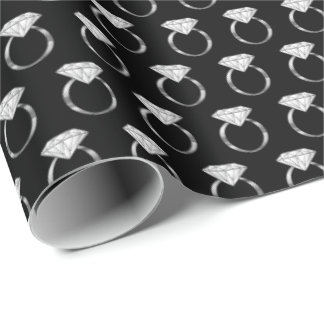 Papier Cadeau Anneaux Fiançailles Diamant Noir