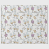 Papier Cadeau Anneaux mariages Et Champagne (Plat)