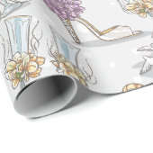 Papier Cadeau Anneaux mariages Et Champagne (Coin rond)