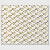 Papier Cadeau Anneaux Mariages Or Sur Blanc (Plat)