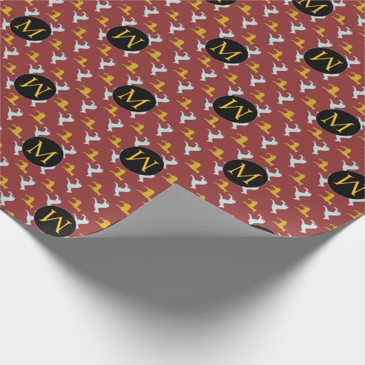 Papier Cadeau Année du chien Zodiac Anniversaire Monogramme Enve (Coin)