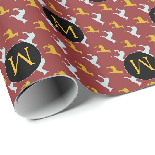 Papier Cadeau Année du chien Zodiac Anniversaire Monogramme Enve (Coin rond)