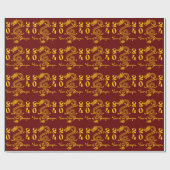 Papier Cadeau Année du Dragon en or (Plat)