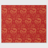 Papier Cadeau Année lunaire 2024 motif dragon chinois (Plat)