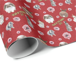 Papier Cadeau Année lunaire chinoise du Motif Rabbit 2023