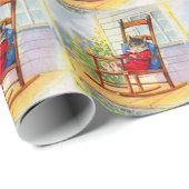 Papier Cadeau Années 1930 adorable chaton napper sur rocker de p (Coin rond)