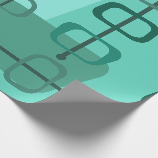 Papier Cadeau Années 1950 Abstrait Art Hollow Rocks Turquoise (Coin)