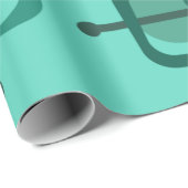 Papier Cadeau Années 1950 Abstrait Art Hollow Rocks Turquoise (Coin rond)