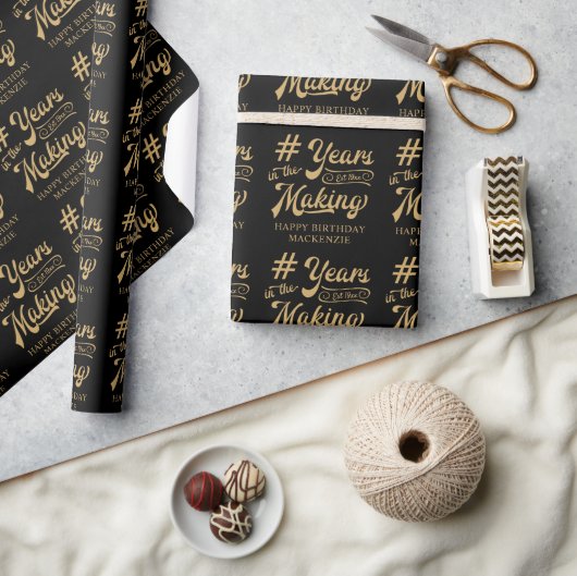Papier Cadeau ANNÉES D'anniversaire dans le script de création p (Artisanat)