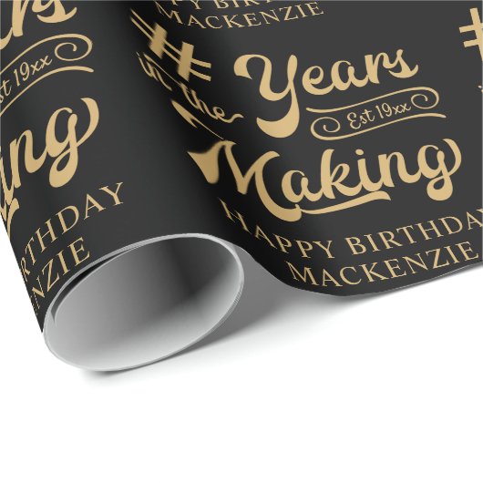 Papier Cadeau ANNÉES D'anniversaire dans le script de création p (Coin rond)