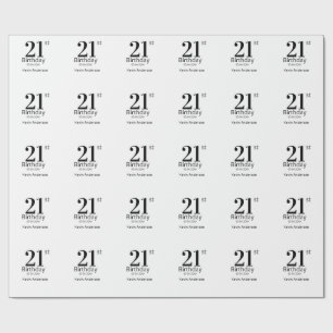 Papier Cadeau anniversaire 21 ans nom en gras date homme garçon