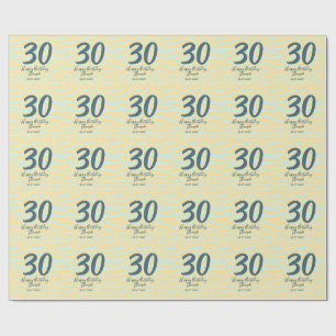 Papier Cadeau anniversaire 30 ans ajouter nom date année jaune b
