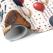 Papier Cadeau Anniversaire 50 ans Baseball (Coin rond)