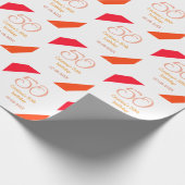 Papier Cadeau anniversaire 50 ans orange rouge ajouter nom date (Coin)