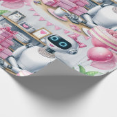 Papier Cadeau Anniversaire Ai Robot Pink Sparkon Balloons (Coin)
