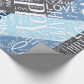 Papier Cadeau Anniversaire Ajouter longueur moyenne Nom bleu ID2 (Coin)