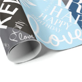 Papier Cadeau Anniversaire Ajouter longueur moyenne Nom bleu ID2 (Coin rond)