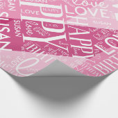 Papier Cadeau Anniversaire Ajouter longueur moyenne Nom rose ID2 (Coin)