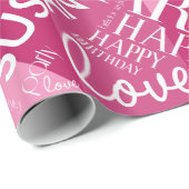 Papier Cadeau Anniversaire Ajouter longueur moyenne Nom rose ID2 (Coin rond)