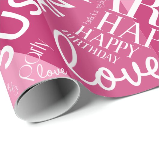 Papier Cadeau Anniversaire Ajouter longueur moyenne Nom rose ID2 (Coin rond)