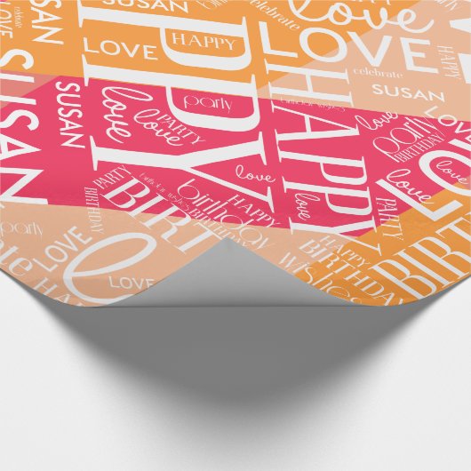 Papier Cadeau Anniversaire Ajouter Moyen Longueur Nom orange ID2 (Coin)