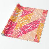 Papier Cadeau Anniversaire Ajouter Moyen Longueur Nom orange ID2 (Déroulé)