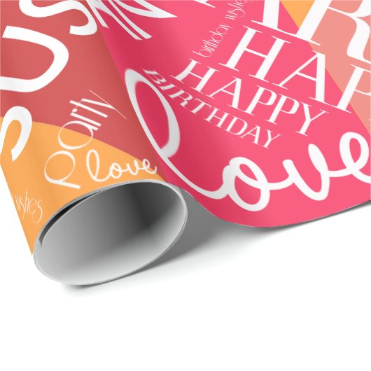 Papier Cadeau Anniversaire Ajouter Moyen Longueur Nom orange ID2 (Coin rond)
