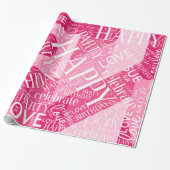 Papier Cadeau Anniversaire Ajouter Nom court Couleur rose ID274 (Déroulé)