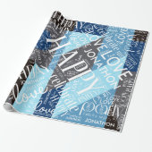 Papier Cadeau Anniversaire Ajouter un bloc de couleur de nom lon (Déroulé)