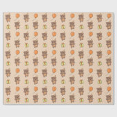 Papier Cadeau Anniversaire Animal Cute Bear Anniversaire de enfa (Plat)