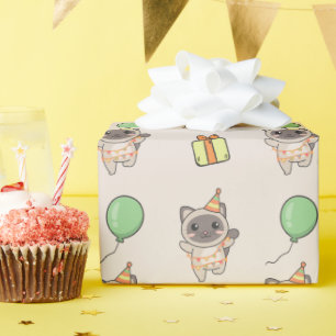 Papier Cadeau Anniversaire Animal Cute Cat Anniversaire de enfan